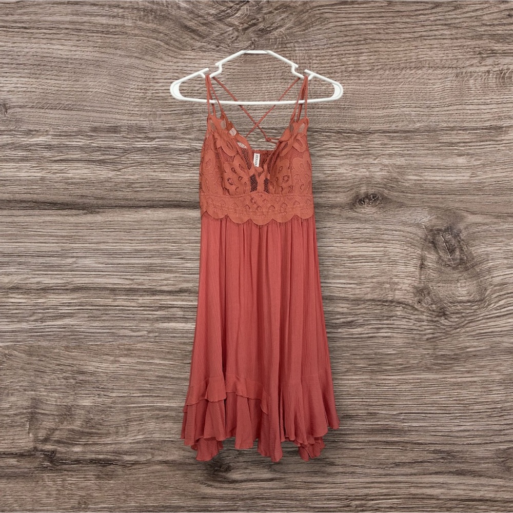 Zenana Outfitters Terracotta Lace Dress